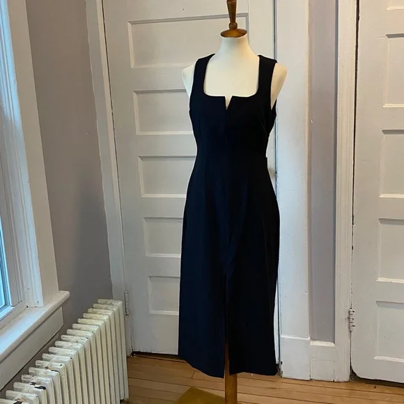 NWT Zara Square Neck Fitted Midi Dress - Picture 5 of 17